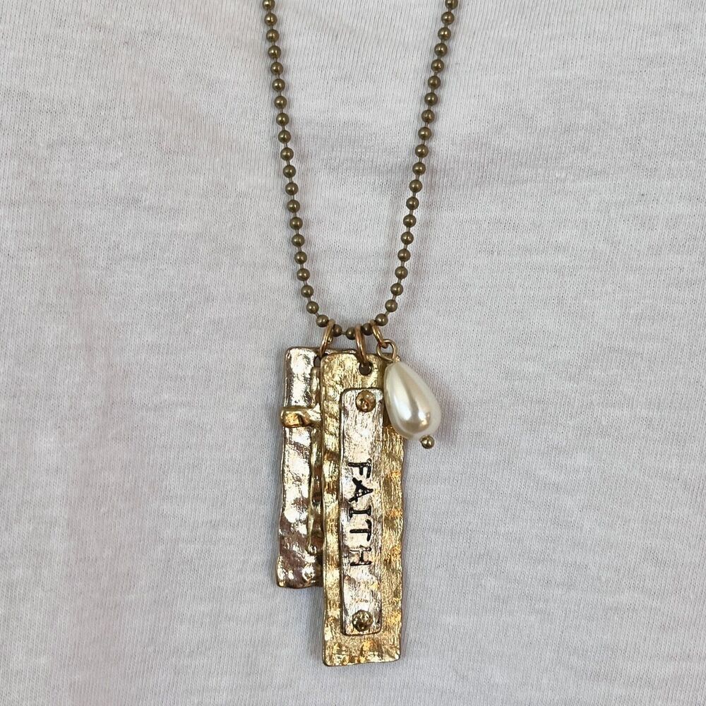Splendid Iris Cross Necklace 29 Inch Gold & Silver Tone Ball Chain Faith Pendant